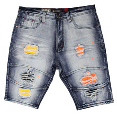 M748 Makobi Hermosa Shredded Shorts - Dark Wash