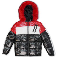 M7720 Malcom PU Coated Puffer Jacket - BLACK/RED