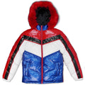 Makobi M7730 Michael PU Coated Puffer Jacket in Red/Royal