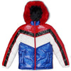 M7730 Michael PU Coated Puffer Jacket - Red/Royal