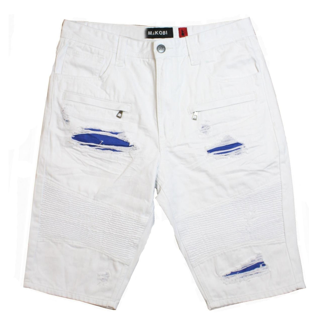 M786 Makobi Biker Shredded Shorts - White