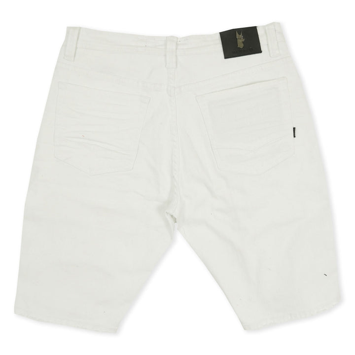 M970 Galveston Biker Shredded Shorts - White