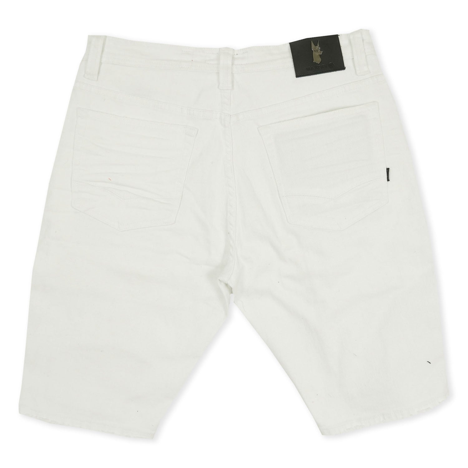 M970 Galveston Biker Shredded Shorts - White – Makobi Jeans USA