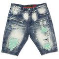 M970 Galveston Biker Shredded Shorts - Dark Wash