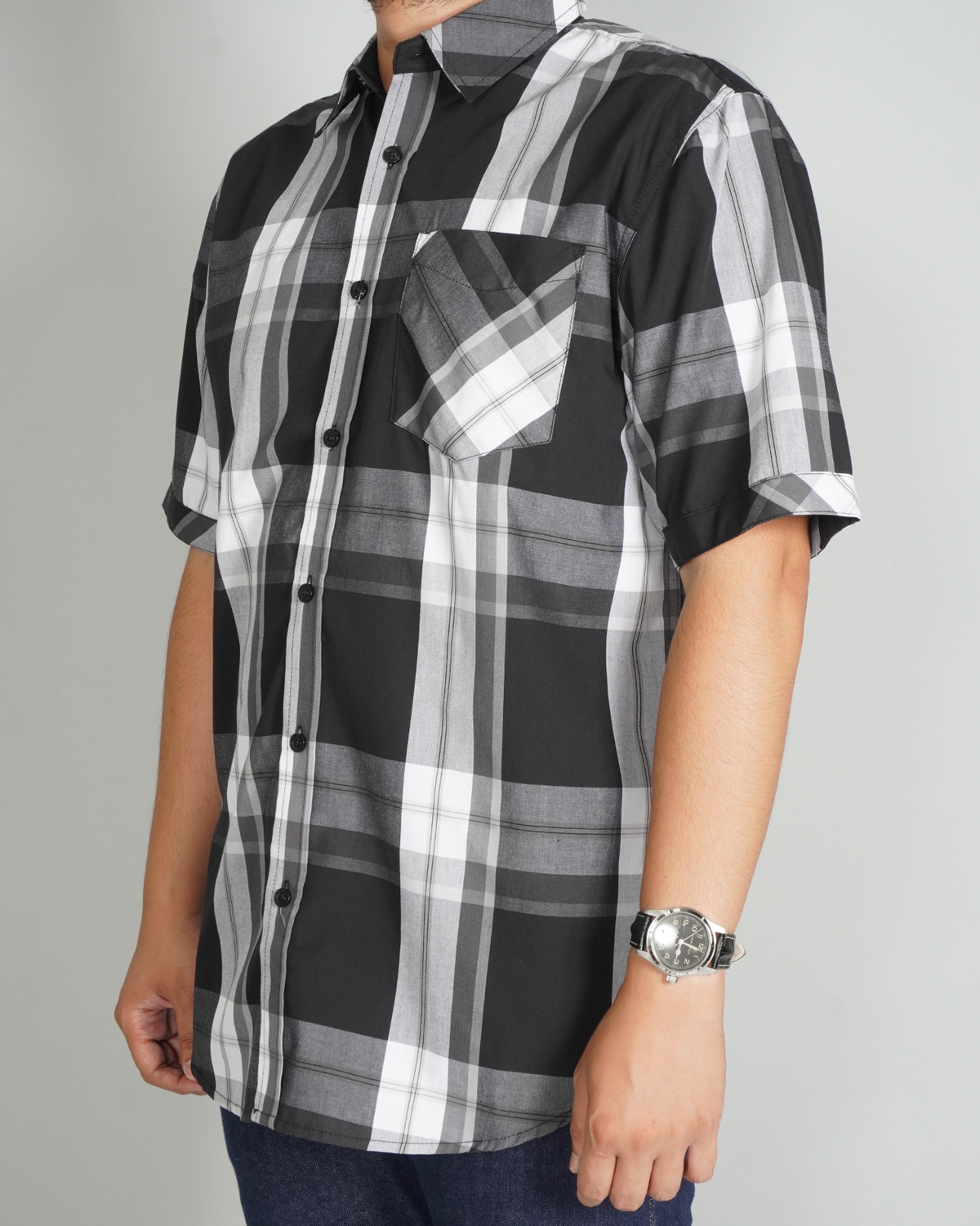 Makobi V814 Veno Button in Down Short Sleeves Shirt - Black, view 3