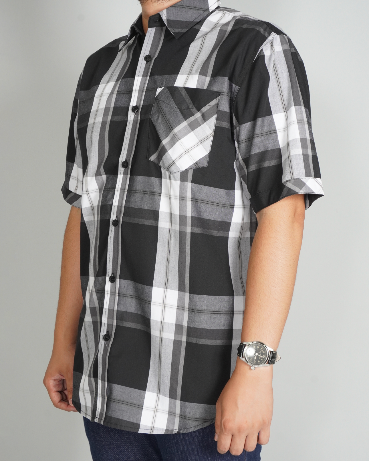 Makobi V814 Veno Button in Down Short Sleeves Shirt - Black, view 3