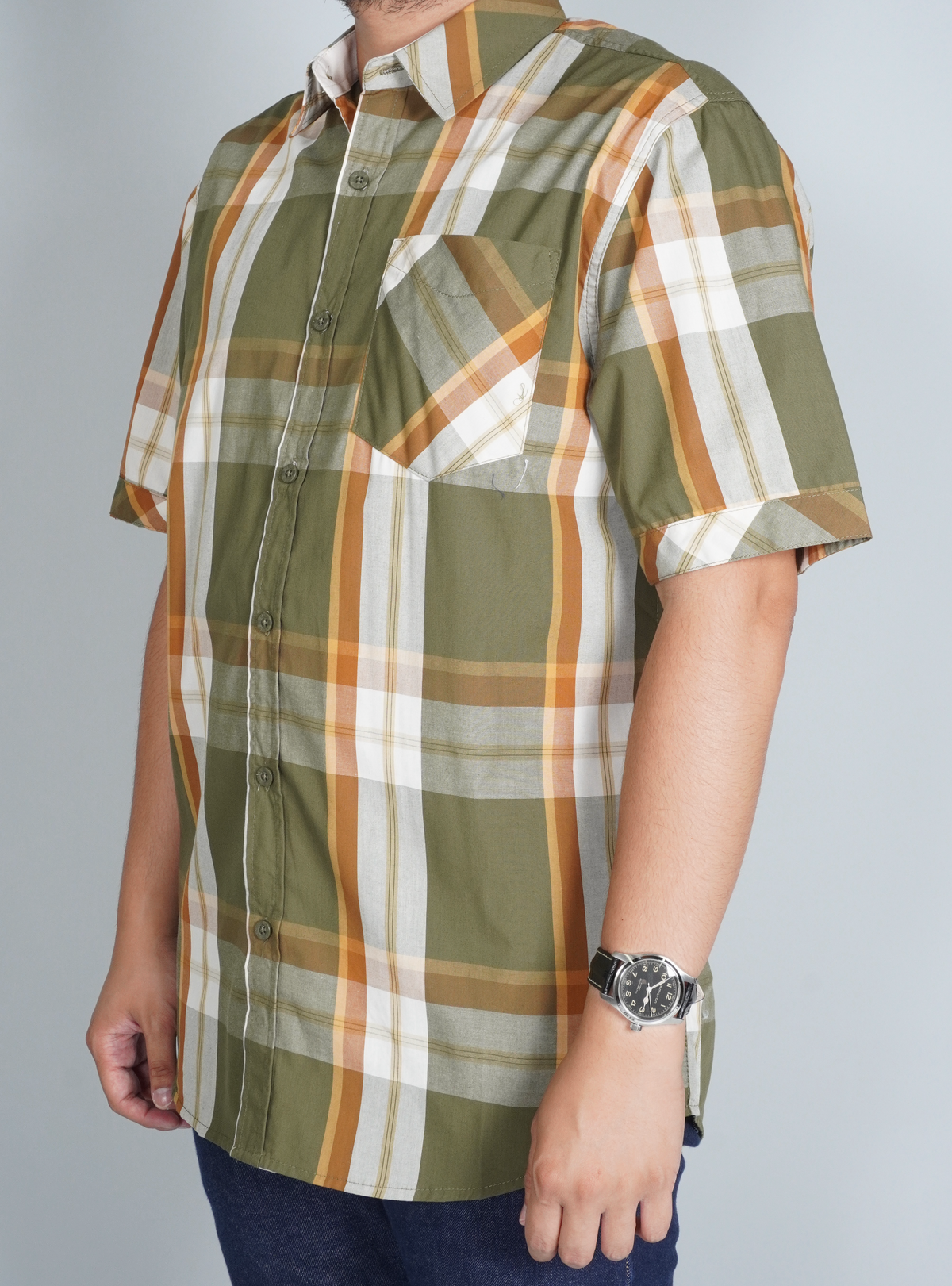 Makobi V814 Veno Button in Down Short Sleeves Shirt - Olive, view 3
