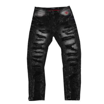 F1734 Frost All Over Shredded Jeans - Black Wash