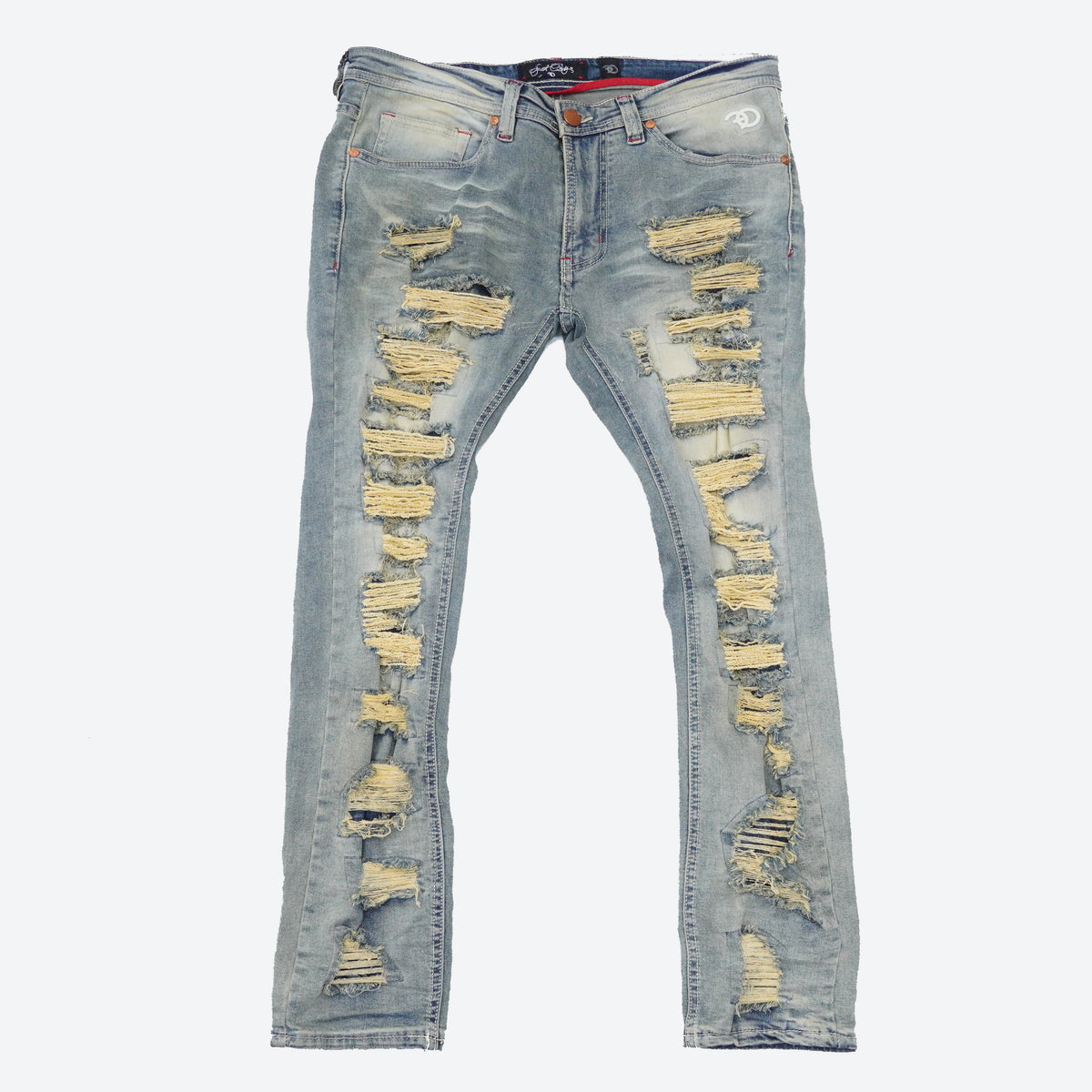 Makobi F1734 Frost All Over Shredded Jeans in Dirt