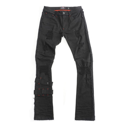 F1779 Shredded Stack Jeans - Black/Black