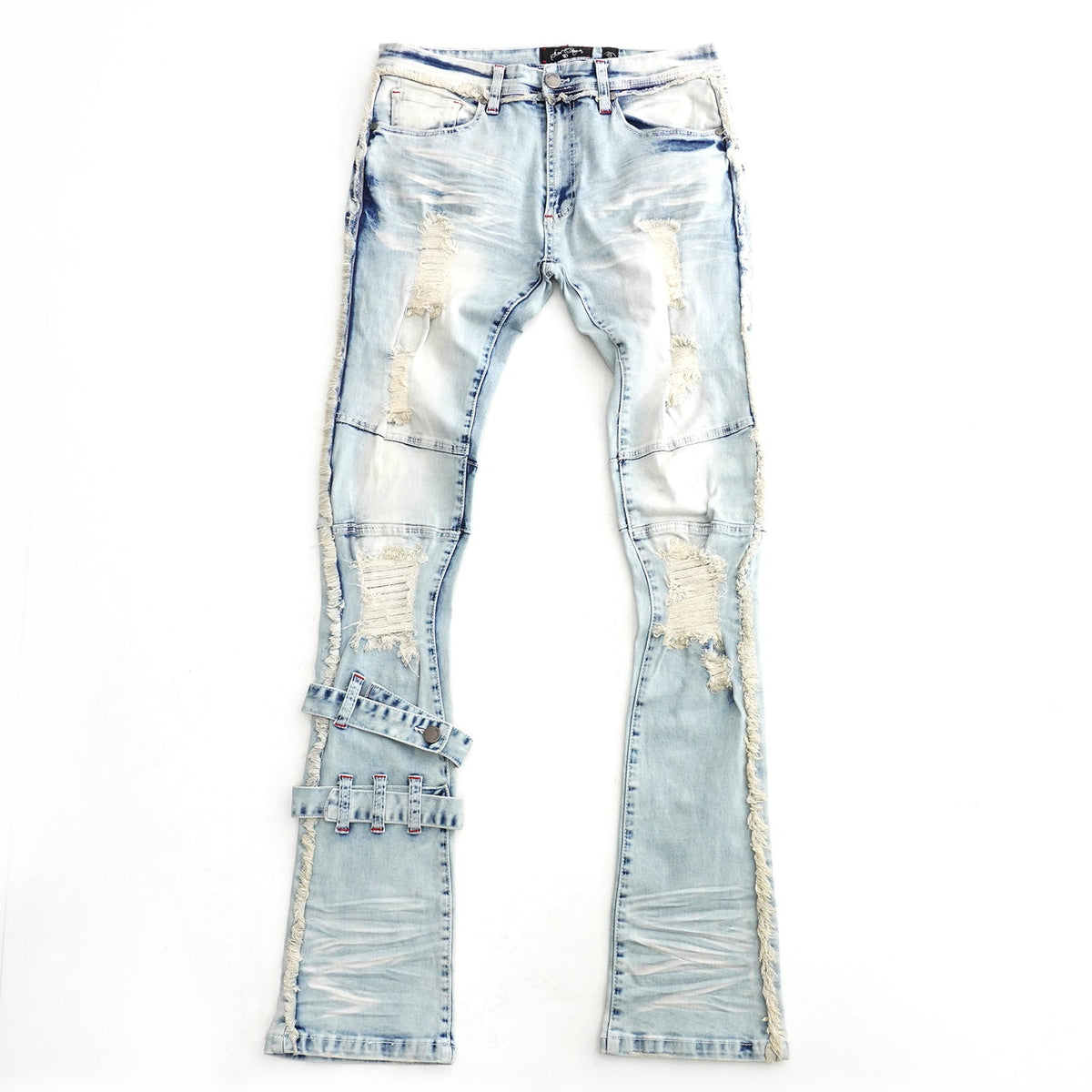 F1779 Shredded Stack Jeans - Light Wẹ