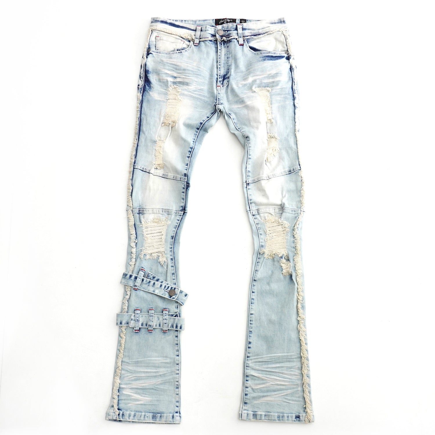 F1779 Shredded Stack Jeans - Light Wẹ