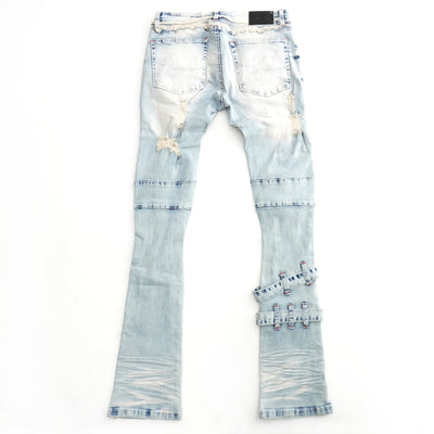 F1779 Shredded Stack Jeans - Light Wẹ