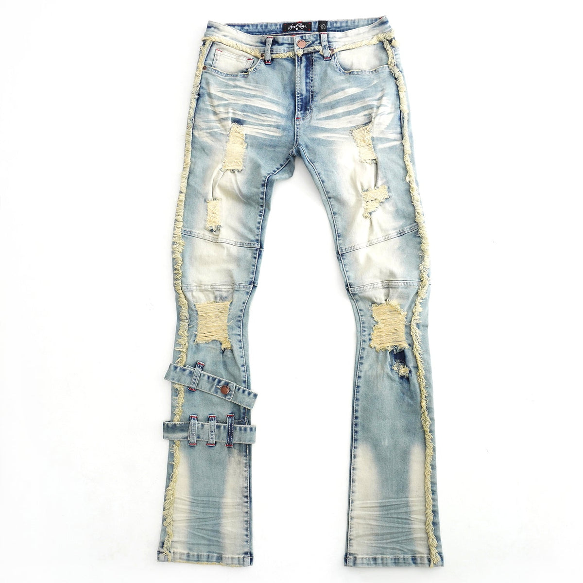 Makobi F1779 Shredded Stack Jeans in Dirt, view 4