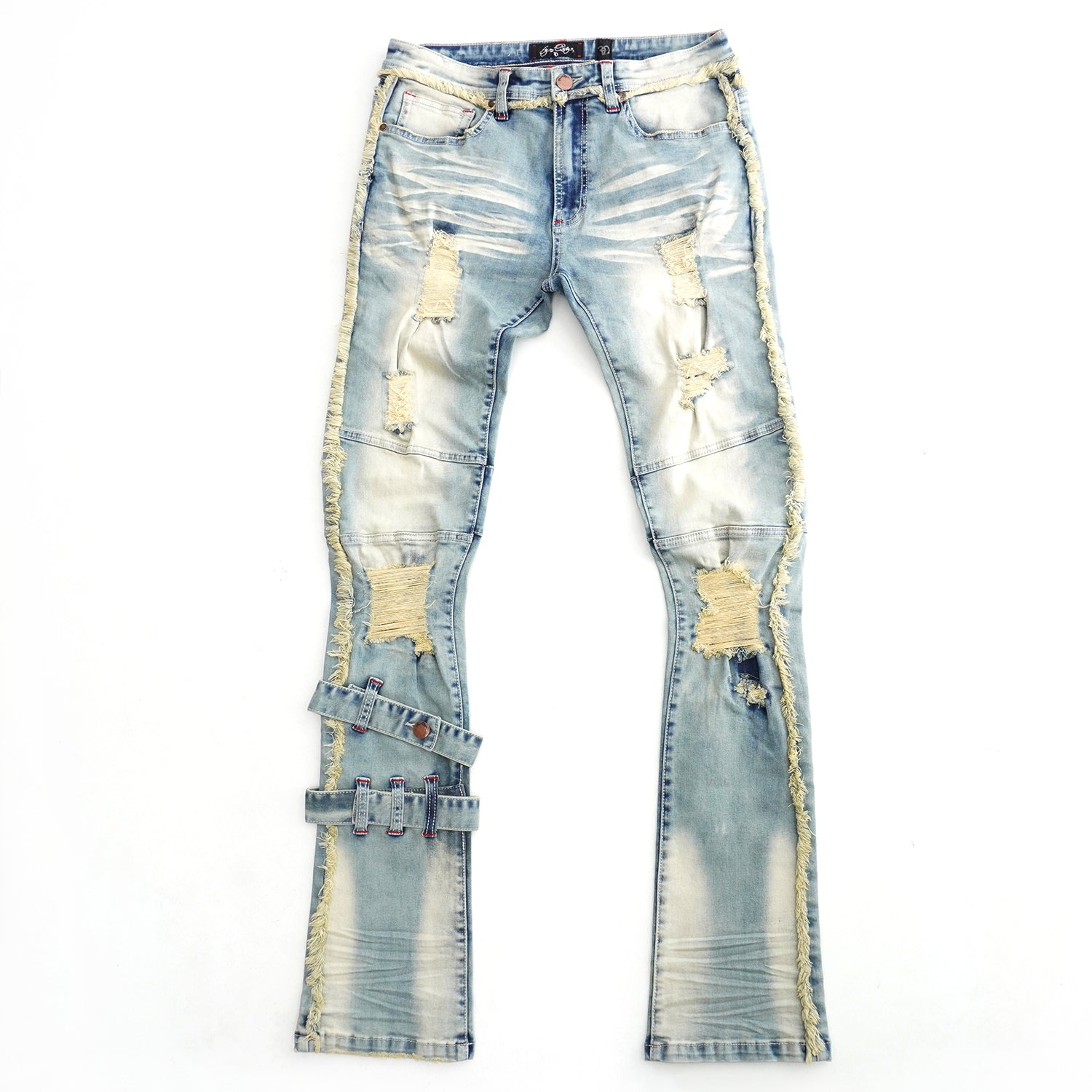 Makobi F1779 Shredded Stack Jeans in Dirt, view 4