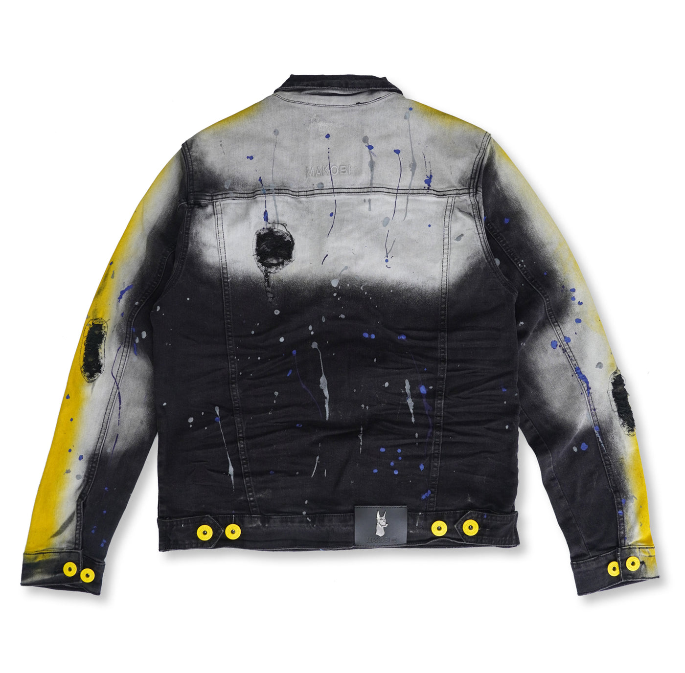 M1038 Paint Stroke Denim Jacket - Black Wash